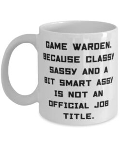 game warden. because classy sassy and a bit smart assy. 11oz 15oz mug, game warden present from friends, best cup for friends, game warden appreciation gifts, game warden retirement gifts, game