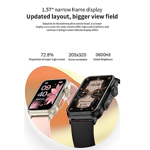 Smart Watches for Women Men with Call, Smart Watch Fitness Tracker With Blood Oxygen Blood Pressure and Sleep Monitor, 1.57'' Full Touch Screen IP68 Waterproof, for Android IOS Phone(with 2 bands)