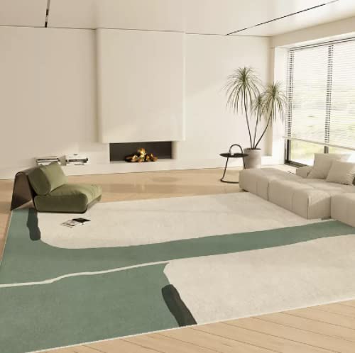 Area Rug Abstract Green Beige Minimalist Pattern Indoor Soft Low Shaggy Fluffy Pile Carpet,for Bedroom Dining Room Under Kitchen Table Home Office 8x10 Feet / 240x300 cm