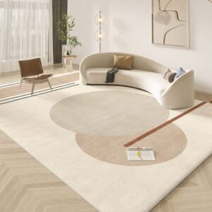 carpet modern minimalist beige geometric pattern machine washable rug,anti slip backing rugs,modern indoor plush carpet for home decor 8x10 feet / 240x300 cm