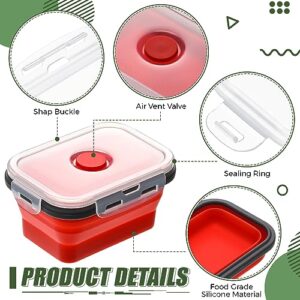 Dandat 9 Silicone Collapsible Food Storage Containers Foldable Silicone Lunch Containers Rectangle Round Airtight Collapsible Bowls with Lids Set for Kitchen Microwave Freezer Dishwasher Safe, 5 Color