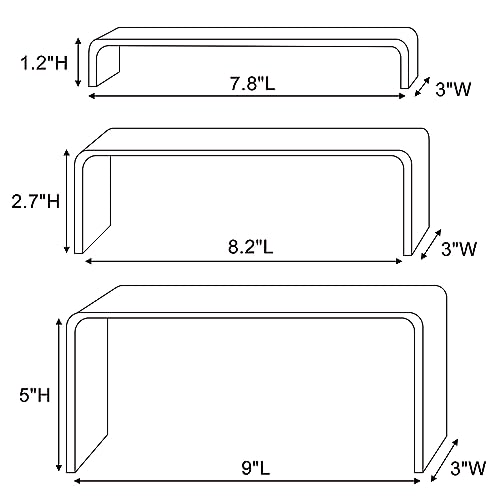 Fixwal 6pcs 2 Set Acrylic Risers for Display Clear Acrylic Riser Display Stands Acrylic Display Risers for Show Funko Pop Figures, Cupcake, Jewelry, Toys, Perfume and More