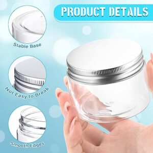 Dandat 80 Pcs 4 oz Clear Plastic Jars Containers Refillable Plastic Slime Storage Containers with Screw Round Plastic Jars with Lids Empty Food Jars Canisters for Kitchen Household Storage, Silver