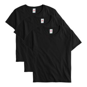 hanes essentials oversized t-shirt pack, cotton tee for women, relaxed fit, 3-pack, black