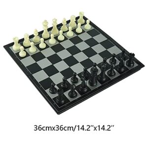 BAFAFA Unique 14 inchs Large Chess Set，High-end Magnetic Portable Chess Armory with Folding Board，for Children，Beginners, Students, Adults Chess (Color : White+Black, Size : 14 inchs)