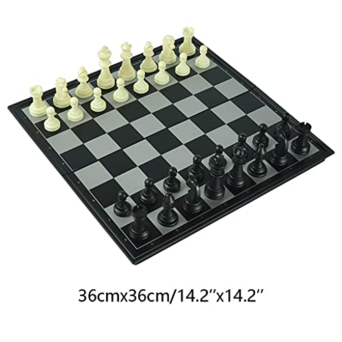 BAFAFA Unique 14 inchs Large Chess Set，High-end Magnetic Portable Chess Armory with Folding Board，for Children，Beginners, Students, Adults Chess (Color : White+Black, Size : 14 inchs)
