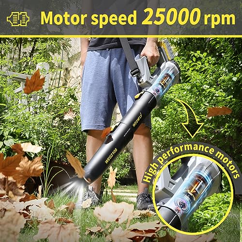 WeGofly Cordless Leaf Blower, 150-500 CFM Adjustable Electric Blowers for Lawn Care Cordless (Leaf Blower Cordless with 2 x 21V 6.0A Battery and Charger)-Battery Powered - WEG2108