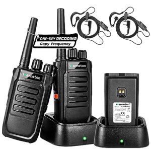 wanneton f1 gmrs walkie talkies for adults long range,one-key decoding copy frequency, compatible with most portable handle two way radios,16 ch, 205 privacy codes, vox, scan, programmable(2 pack)