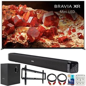 sony xr65x93l bravia xr 65 inch class x93l mini led 4k hdr google tv bundle with deco gear home theater soundbar with subwoofer, wall mount accessory kit, 6ft 4k hdmi 2.0 cables and more (2023 model)