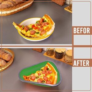 ASELUX Pizza Storage Container Collapsible - 5 Pcs Heating Tray Pizza Knife, Shovel Pizza Slice Set Organizing, Pizza Plates, Silicone Pizza Box (Green)