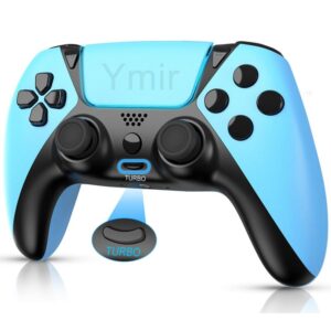 topad control for ps4 controller,ymir gamepad compatible with playstation 4/pro/slim/steam/pc console,modded elite wireless pro remote with back buttons,turbo,vibration,sensor,touchpad,audio jack,blue