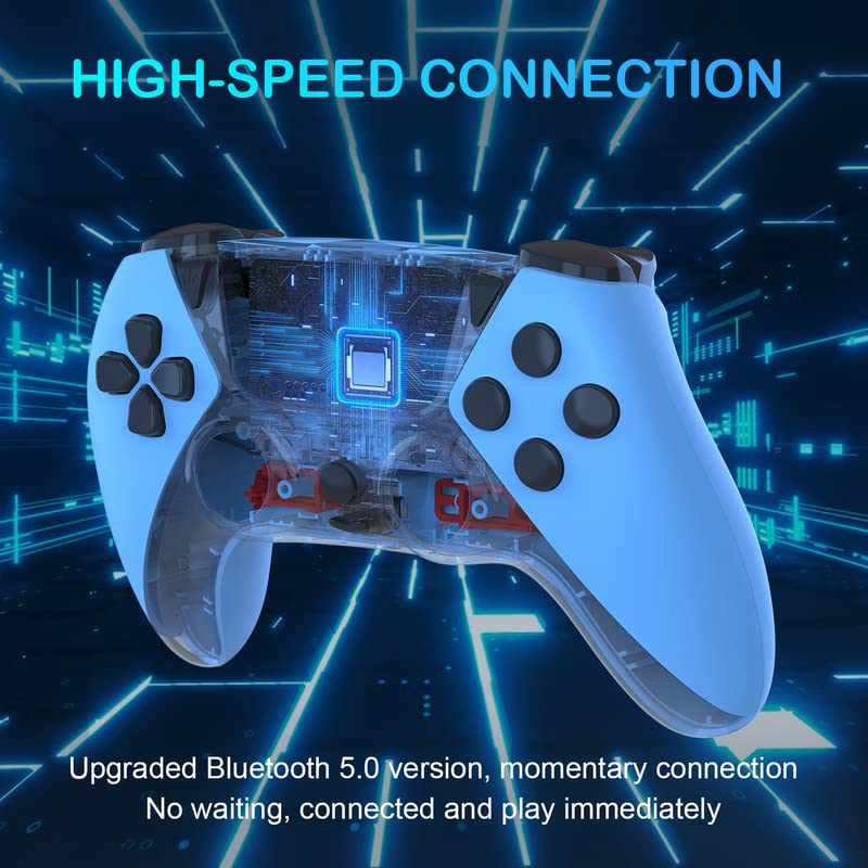TOPAD Control for PS4 Controller,Ymir Gamepad Compatible with Playstation 4/Pro/Slim/Steam/PC Console,Modded Elite Wireless Pro Remote with Back Buttons,Turbo,Vibration,Sensor,Touchpad,Audio Jack,Blue