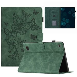 Stand Tablet Protective Cover Compatible with Kindle Fire 7 Case 2019/2017/2015,Vintage Premium Leather Case Folding Stand Folio Cover Protective Cover with Card Slot/Auto Sleep Wake (Color : Green)