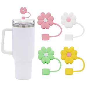 4pcs 0.4in diameter cute silicone straw covers cap for stanley cup, dust-proof drinking straw reusable straw tips lids