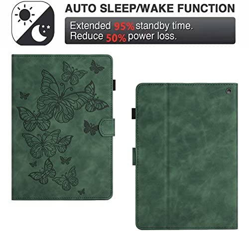 Tablet Cover Compatible with Kindle Fire 7 2022 Release 7inch,Vintage Premium Leather Case Folding Stand Folio Cover Protective Cover with Card Slot/Auto Sleep Wake Tablet Home (Color : Green)