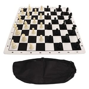 Chess Pieces,Chess Set with Zipper Back Bag Portable Faux Leather Black and White Checkerboard Set for Boys Girls