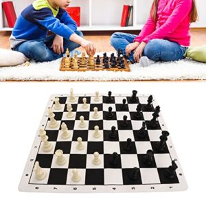 Chess Pieces,Chess Set with Zipper Back Bag Portable Faux Leather Black and White Checkerboard Set for Boys Girls