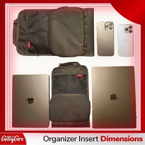 GillyGro Backpack Organizer Insert, Baby Diaper Bag Backpack Organizer, Foldable Universal Backpack Insert with Insulated Bottle Pockets, Zippered Waterproof Pouch