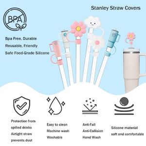 6PCS Straw Covers Cap for Stanley Cup 40 Oz, 10mm/0.39in Silicone Straw Tips Covers, Silicone Straw Topper Compatible with Stanley 30&40 Oz Tumbler with Handle, Reusable Dust-Proof Spill Proof Stopper