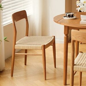 Solid Wood Rattan Chair, Kitchen Dining Chair, Outdoor Patio Lounge Seat, Wooden Rattan Recliner, Ergonomics Office Chair