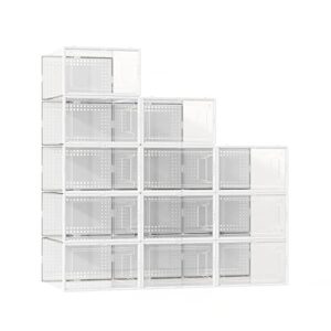 avgxc clear plastic stackable shoe boxes, 12 pack shoe storage boxes with lids, transparent shoe organizers for closet, space-saving shoe containers
