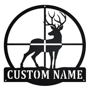custom deer scope metal wall art, personalized deer hunter name sign decor, deer metal led decor, deer sign, wall hnagings, wall decor, black, 8-24inch