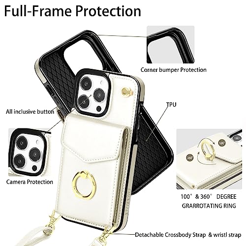 Wallet case for iPhone 13 pro max,iPhone 13 pro max case with Card Holder,iPhone 13 Pro Max Crossbody case,iPhone 13 pro max Leather case, Designed for Apple iPhone 13 pro max Case,6.7 Inch-Beige