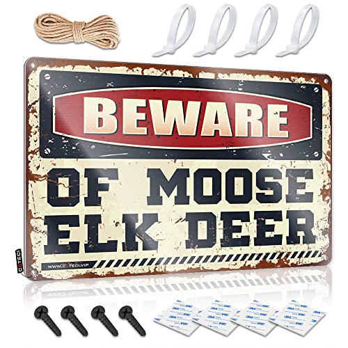 Dsoluuing Man Cave Signs and Decor Beware of Moose Elk Deer Sign Metal Bar Signs Funny Signs (Size : 20X30CM)