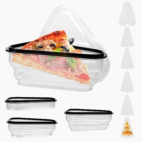 Pizza Storage Container Collapsible,Expandable Pizza Slice Container With lid Silicone Adjustable leftover Pizza Box Set with 6 Microwavable Serving Trays,Organization and Space Saver Reusable (1PACK-Black)