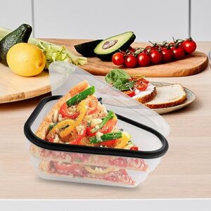 Pizza Storage Container Collapsible,Expandable Pizza Slice Container With lid Silicone Adjustable leftover Pizza Box Set with 6 Microwavable Serving Trays,Organization and Space Saver Reusable (1PACK-Black)