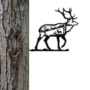 metal deer garden tree stakes, 12 inches moose elk tree stake, metal deer decor, outdoor deer silhouette signs art stakes for garden yard,tree, lawn patio