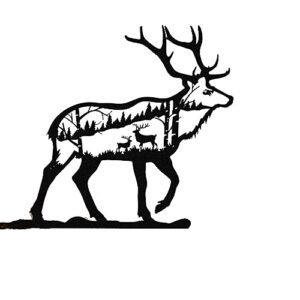 Metal Deer Garden Tree Stakes, 12 Inches Moose Elk Tree Stake, Metal Deer Decor, Outdoor Deer Silhouette Signs Art Stakes for Garden Yard,Tree, Lawn Patio