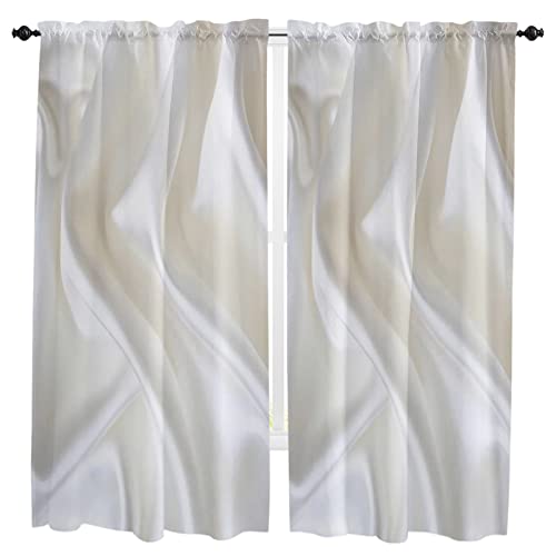 Livencher Semi-Sheer Curtain Valances - Gold White Marble Farmhouse Curtain Rod Pocket Window Short Drapes Valances Panels for Kitchen Bedroom Small Window 52"x72", 2 Pack