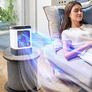 Portable Air Conditioner, 3 Wind Speeds Evaporative Air Cooler Quiet Fast Cooling Air Personal Conditioner with Humidifier for Home Office Bedroom Travel Camping