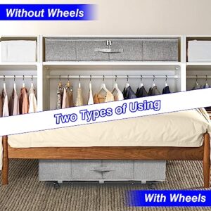 Under Bed Storage With Wheels Lid, 2PCS Under The Bed Shoe Storage Containers, Dustproof Underbed Storage Organizer Drawer, Under Bed Rolling Storage For Clothes Blanket, College Dorm Room Essentials