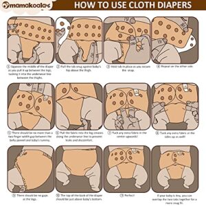 Mama Koala 2.0 Baby Cloth Diapers with AWJ Lining and Tummy Panel, Washable Reusable Pocket Diapers, 6 Pack with 6 Bamboo Diaper Inserts (Desert Sun)