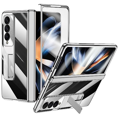 Kaiiecal for Samsung Galaxy Z Fold 4 Case: Sleek Clear Electroplated Stand Protective Phone Case- Anti-Scratches Elegant Luxury Cover for Galaxy Z Fold 4 5G