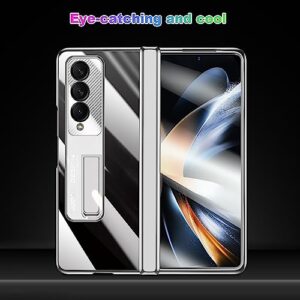 Kaiiecal for Samsung Galaxy Z Fold 4 Case: Sleek Clear Electroplated Stand Protective Phone Case- Anti-Scratches Elegant Luxury Cover for Galaxy Z Fold 4 5G