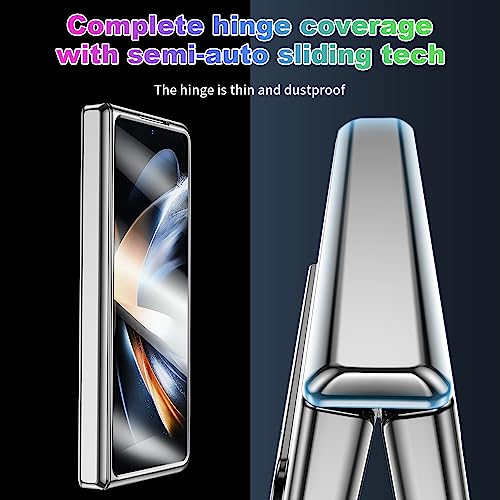 Kaiiecal for Samsung Galaxy Z Fold 4 Case: Sleek Clear Electroplated Stand Protective Phone Case- Anti-Scratches Elegant Luxury Cover for Galaxy Z Fold 4 5G