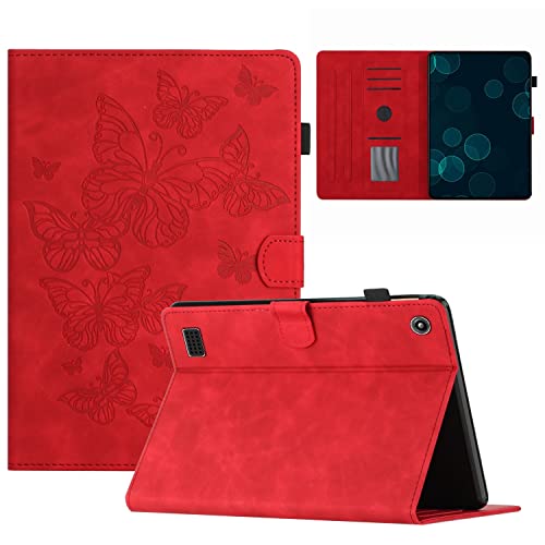 Slim Tablet Case Compatible with Kindle Fire 7 Case 2019/2017/2015,Vintage Premium Leather Case Folding Stand Folio Cover Protective Cover with Card Slot/Auto Sleep Wake (Color : Vermelho)