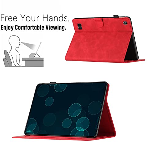 Slim Tablet Case Compatible with Kindle Fire 7 Case 2019/2017/2015,Vintage Premium Leather Case Folding Stand Folio Cover Protective Cover with Card Slot/Auto Sleep Wake (Color : Vermelho)