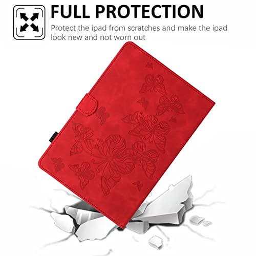 Slim Tablet Case Compatible with Kindle Fire 7 Case 2019/2017/2015,Vintage Premium Leather Case Folding Stand Folio Cover Protective Cover with Card Slot/Auto Sleep Wake (Color : Vermelho)