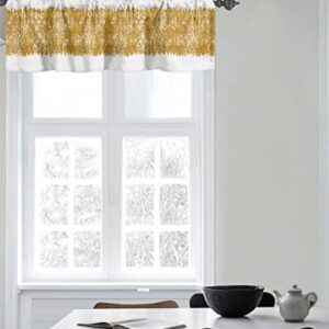 WARM TOUR Curtain Valance for Windows Gold Block Line White Back Kitchen Valances Rod Pocket Short Curtains,Modern Abstract Art Window Treatment Panel for Living Room Bathroom Bedroom 60x18in