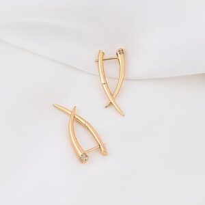 14K Gold Geometric Huggie Hoop Earrings Gold Hoop Earrings for Women Triangle Huggie Earrings for Gifts