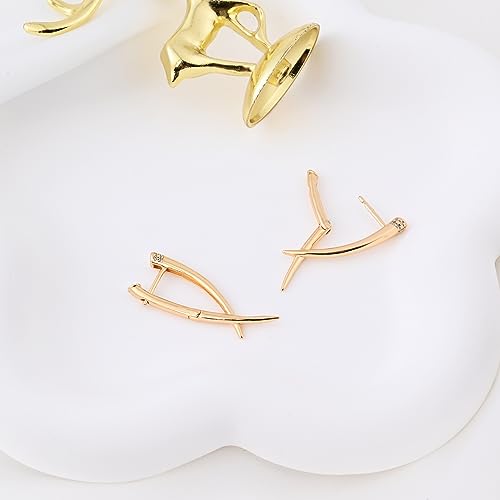 14K Gold Geometric Huggie Hoop Earrings Gold Hoop Earrings for Women Triangle Huggie Earrings for Gifts