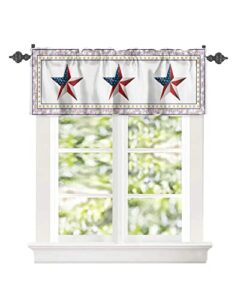 curtain valance for windows usa flag firework pentagram white kitchen valances rod pocket short curtains,independence day gold red star window treatment panel for living room bathroom bedroom 42x12in