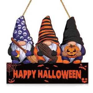 tradder 1 set halloween hanging sign gnome door hanger wooden decorative hanging halloween sign rustic happy halloween door sign decor for halloween porch home wall farmhouse outdoor