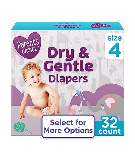 Parent's Choice Dry & Gentle Diapers, Size 4, 32 Count