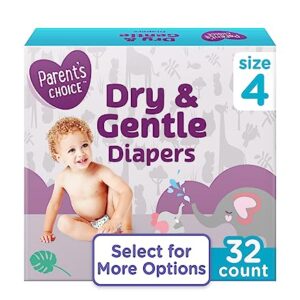 Parent's Choice Dry & Gentle Diapers, Size 4, 32 Count