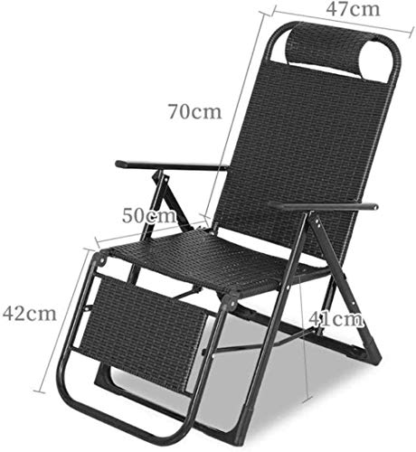 NOALED Recliners Office Chair, Sun Lounger Recliner Wicker Chair Folding Rattan Recliner Office Chair Balcony Lazy Rocking Chair Outdoor Portable Chair